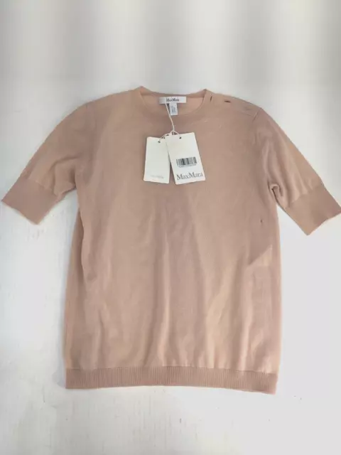 MAX MARA Powder Pink Wool Zircone Short Sleeve Top Size XS Retail $525 NWD