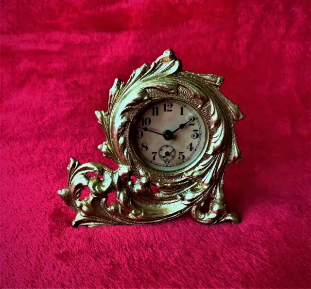 Antique Old Vintage Ornate American Waterbury Desk Clock