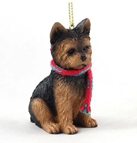 Yorkie (puppy cut) with Scarf Christmas Ornament (Large 3 inch version) Dog