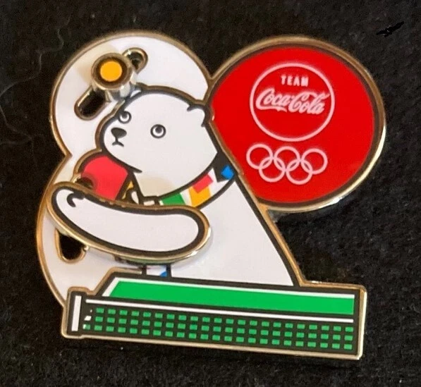 COKE BEAR MOVING Table Tennis Tokyo 2020 Olympic Coca Cola Pin 2024