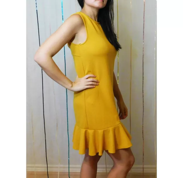 ASOS Mustard Yellow Fit & Flare Dress W/ Back Cut Out NWOT Size 4