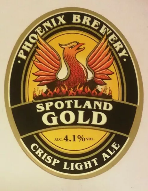 PHOENIX brewery SPOTLAND GOLD pump clip real ale beer badge front Manchester