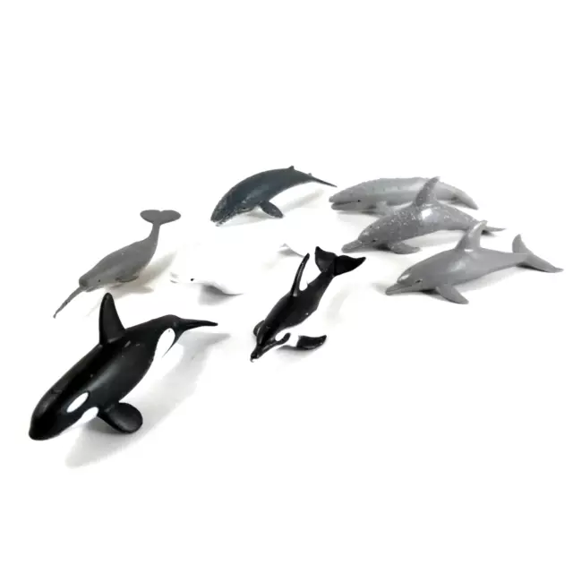 Safari Ltd Whales Dolphins & Narwhal Sea Ocean Animals 2-4 Inch (8 Pcs)