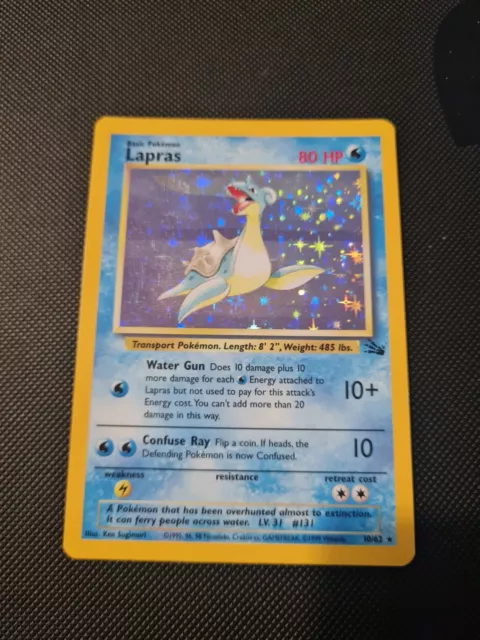 Pokémonkarte - Lapras 10/62 Fossil Unlimited seltene Holo WOTC - Top