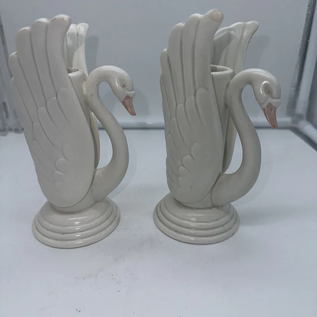 Fitz and Floyed Swan Candle Holder/Bud Vases - set of 2