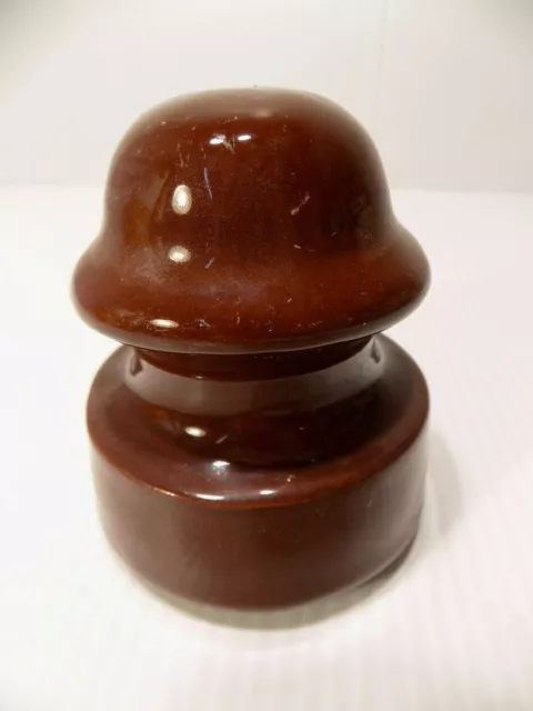 Vintage Chocolate Brown Ceramic Porcelain Electric Power Line Insulator 3 1/2"