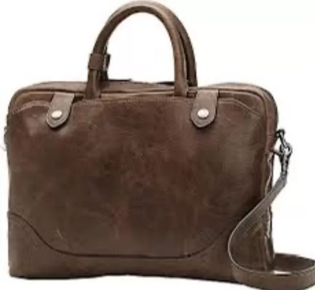 NWOT FRYE Men's Logan Slim Zip Leather Briefcase - Brown