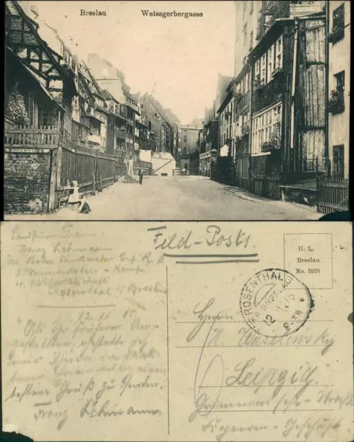 Postcard Breslau Wrocław Weissgerbergasse 1914