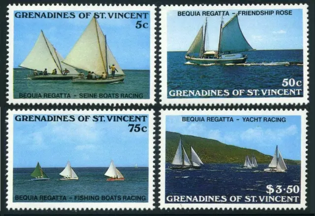 St Vincent Gren 586-589,590,MNH.Mi 577-580,Bl.32. Bequia Regatta 1988:Yachts,