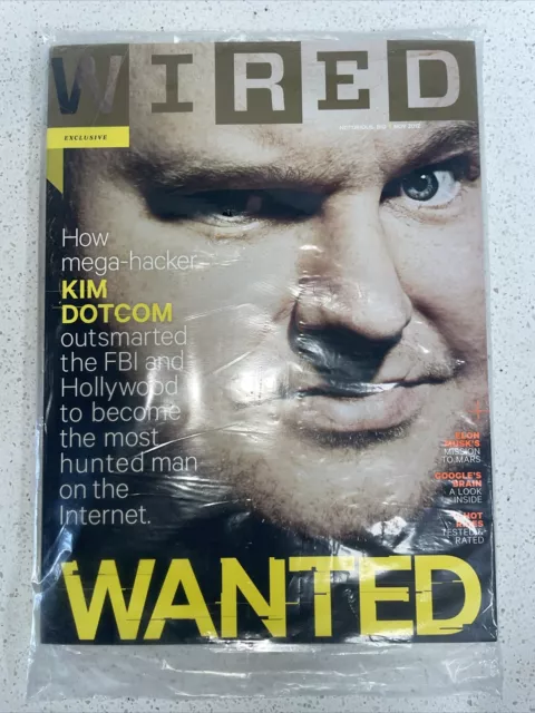 2012 NOVEMBER WIRED MAGAZINE - KIM DOTCOM HACKER  Sealed Never Open