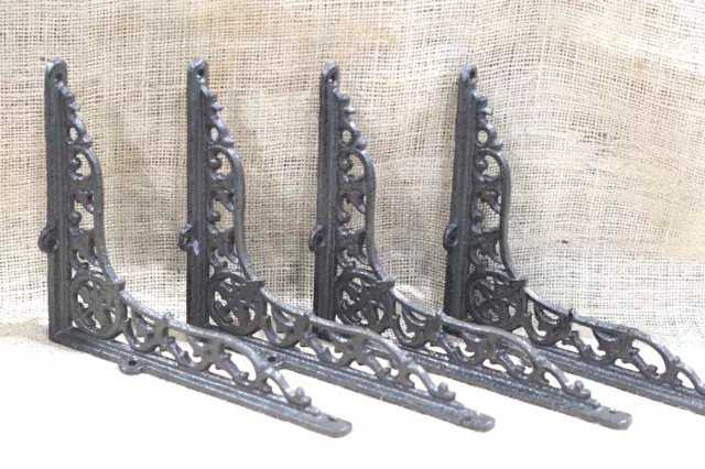 4 Cast Iron Antique Style VICTORIAN SCROLL Brackets Garden Braces Shelf Bracket