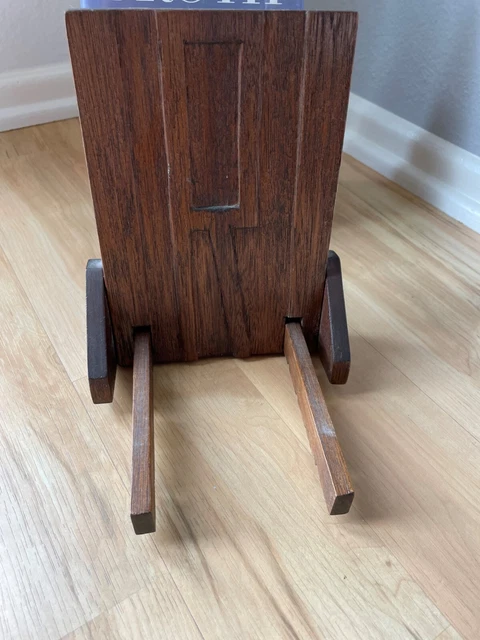 Vintage Arts & Crafts/Mission Solid oak Carved adjustable Book ends