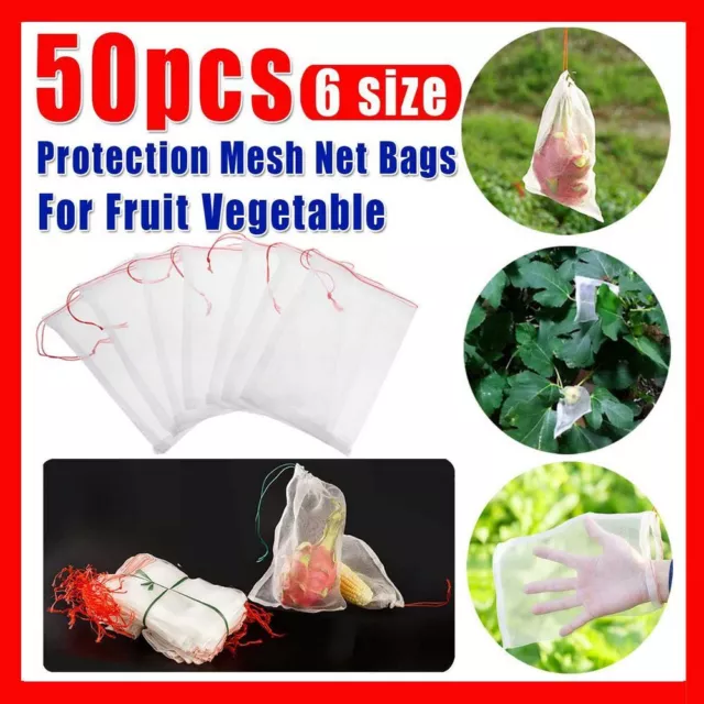 50PCS Net Bags Garden Vegetable Fruit Grow Plants Fruit Protection Mesh Bag Bags