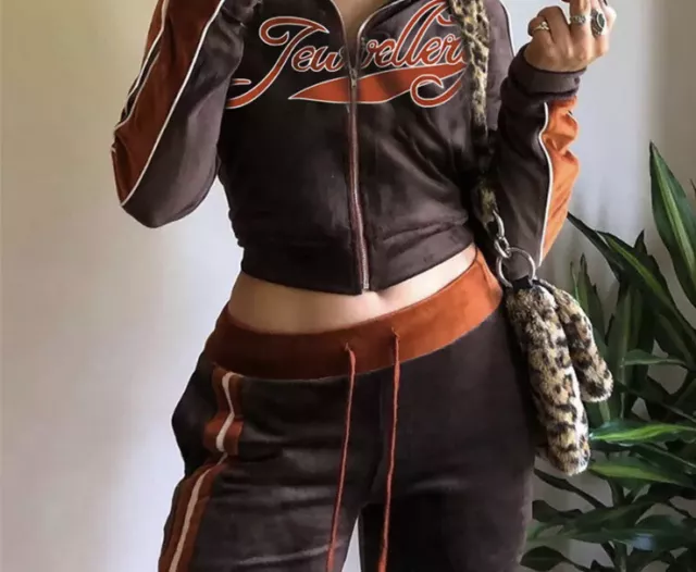 VELOUR TRACKSUIT WOMENS size M Jewellery new brown orange 18.00 PicClick UK