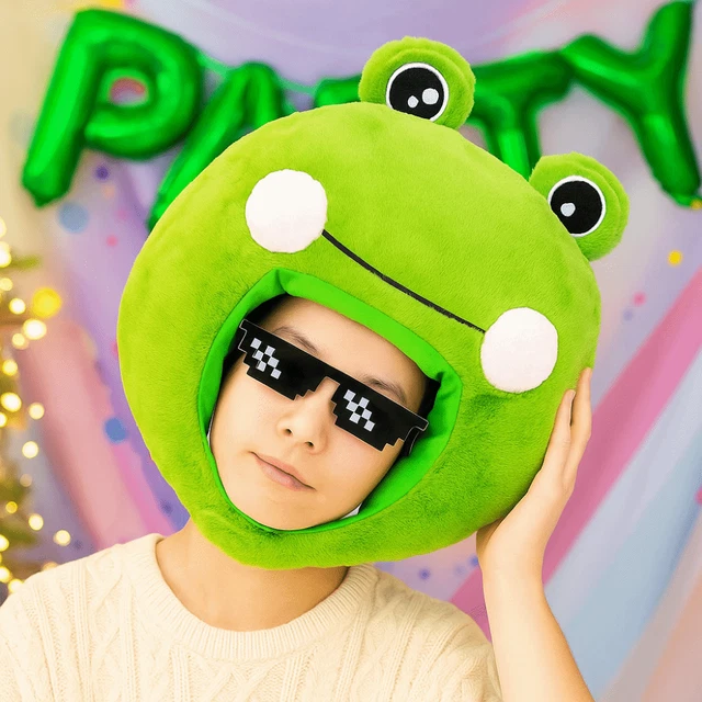 NOVELTY CARTOON HEADGEAR Cap Plush Material Frog Headgear Cosplay ...