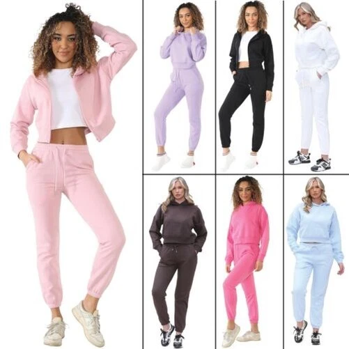 Enzo Donna Tuta da Ginnastica Corto Cappuccio Pile Casual Palestra Jogging Fondo