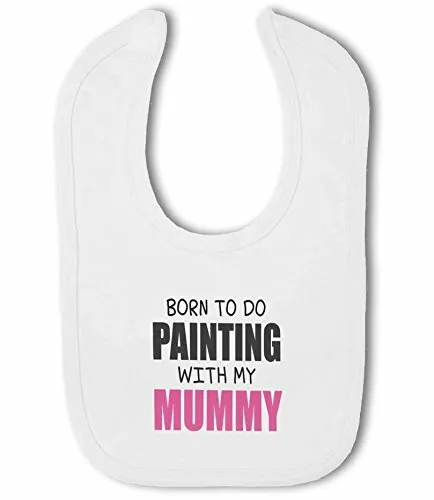 Born to do Painting with my Daddy / Mummy pink/blue - Baby Bib by BWW Print Ltd