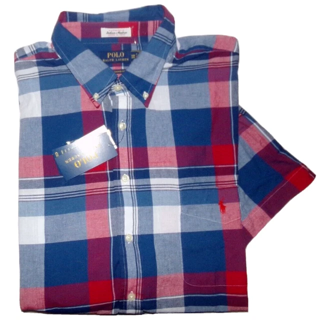 POLO RALPH LAUREN Madras Plaid Button Shirt Men's 2XB POLO RALPH LAUREN Madras Plaid Button Shirt Men's 2XB