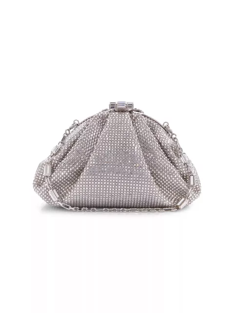 $3495 Judith Leiber Couture  Enchanted Crystal & Satin Evening Bag Clutch Silver