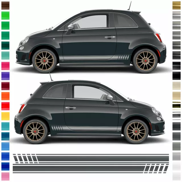 2x Streifen Aufkleber für Motorhaube passend für Fiat 500 & Abarth 500 –  gestickert