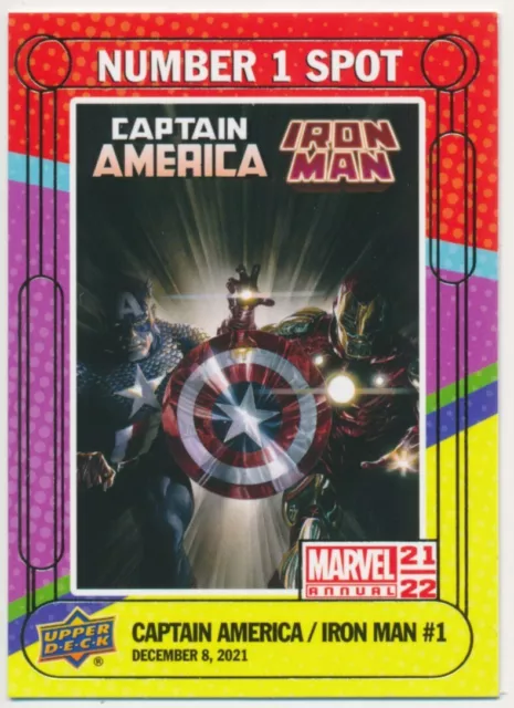 N1S-14 CAPTAIN AMERICA/IRON MAN 1 2021-22 Upper Deck Marvel Annual NUMBER 1 SPOT