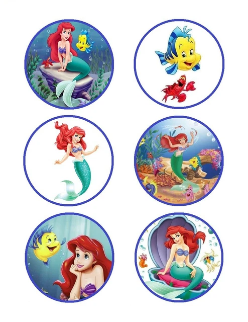 Décoration Comestible Ariel La Petite Sirène - Lot De 12 Disques Azyme Diamètre 7,5cm, Neuf