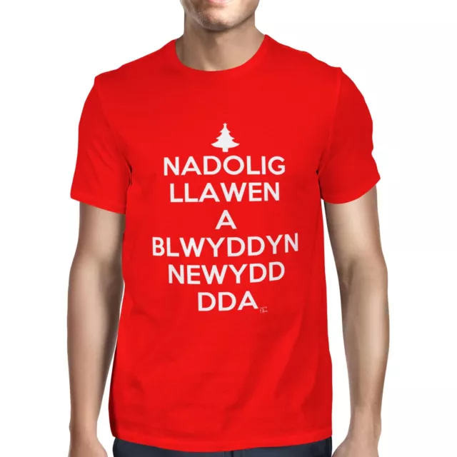 1Tee Mens Nadolig Llawen A Blwyddyn Newydd Dda Welsh T-Shirt