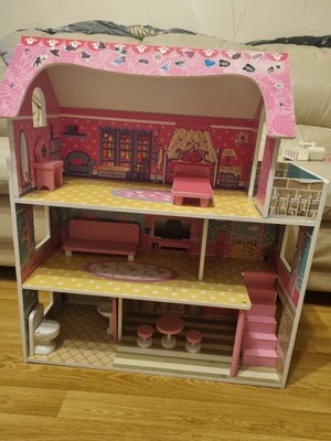 WOODEN KIDS 3 Storey Doll House With Furniture Accessories Mansion ...