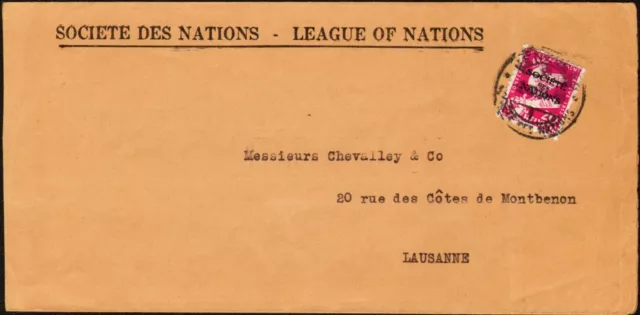 1932: Dienstbrief des Völkerbundes SDN / LON Geneve mit Dienstmarke Mi-Nr. 38.