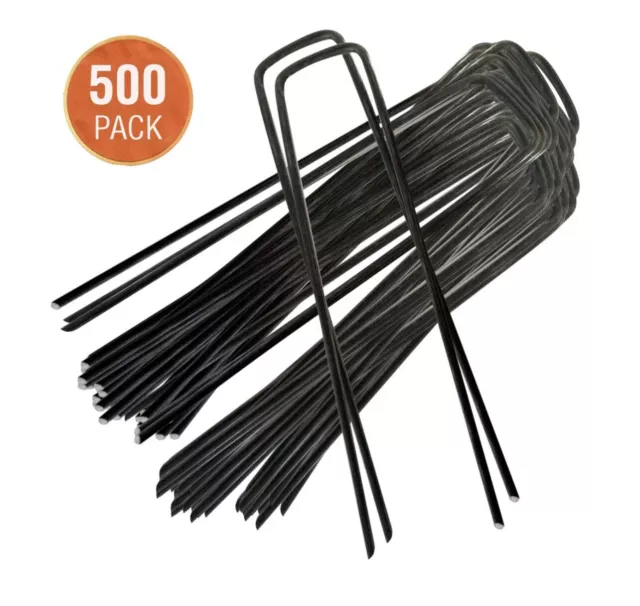 500 Pioli Giardino Bastoni Spille Unghie A Forma di U per Erba Antificiale, Erba 150mm