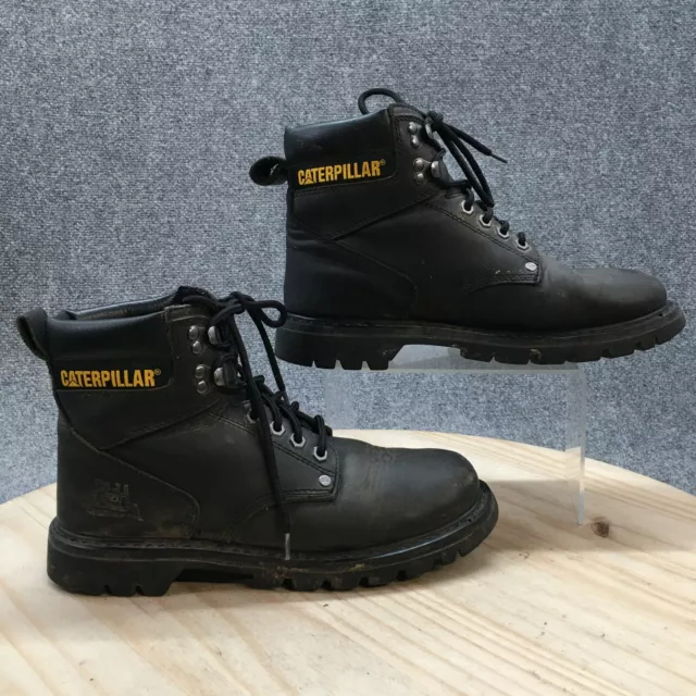 Caterpillar Work Boots Mens 8.5 W Black Leather Ankle Top Round Toe Second Shift