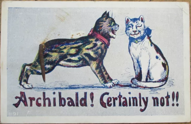 Mechanical Novelty 1905 Postcard, Cat with Spring Tail, Stand Up