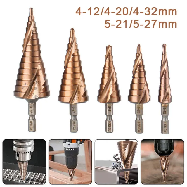 Step Drill Bit Set Cone Hole Cutter 3Pcs Set 4-12mm 4-20mm 4-32mm Steel Titanium