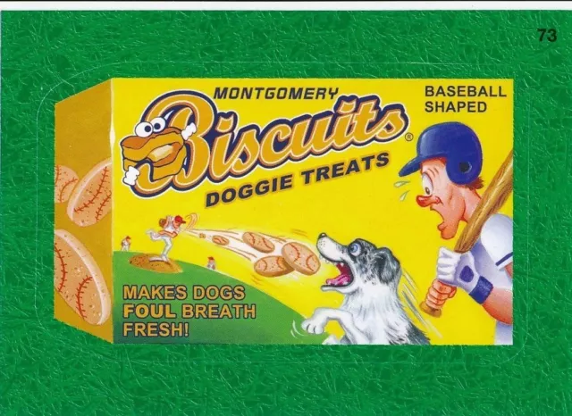 2016 Topps Wacky Packages Mlb - Montgomery Biscuits Doggie Treats - Green Grass