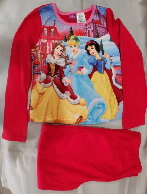 Disney Princess Red 2 Pcs Fleece Pajamas Sleepwear Top Pants Set Size 7-8 NEW