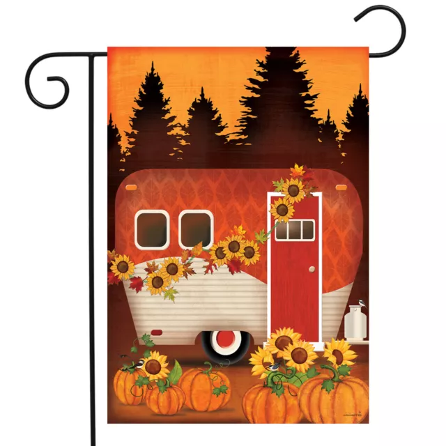 Autumn Night Camper Garden Flag Primitive Fall Sunflowers 12.5" x 18"