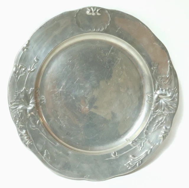 Antiguo Estaño Kayser Plato de Ø 28cm Estilo Moderno Art Nouveau 4134 Placa