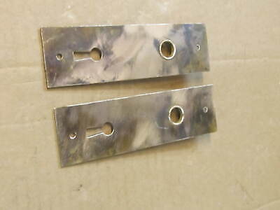 Lot of 2 Vintage Solid Brass  Face  plates w/ Key Hole 3