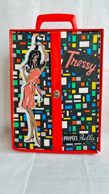 MALLETTE VALISE POUR POUPÉE TRESSY BELLA - Année 1966 EUR 55,00
