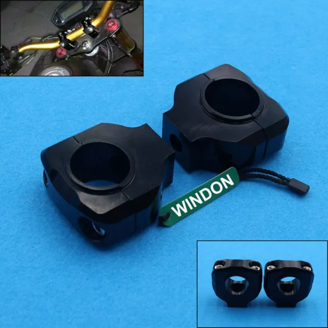 Black 1 1/8''Universal Motorcycle HandleBar Handle Fat Bar Mount Clamps Riser