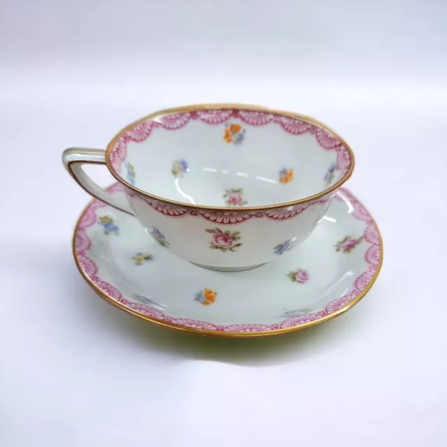 VTG Hutschenreuther Selb Bavaria Porcelain Tea Cup & Saucer Set Floral Gold Rim