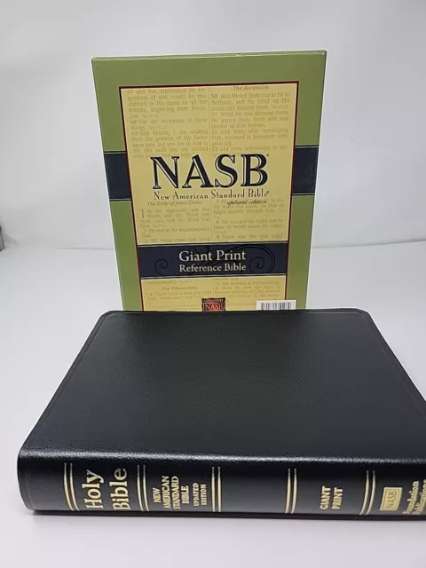 NASB Giant Print Reference Bible Black Genuine Leather In Original Box Updated