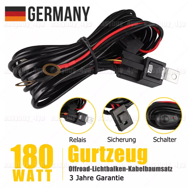 Kabelbaum Kit 2 Kabel 12V Schalter Leistungsrelais für LED Arbeitsscheinwerfer