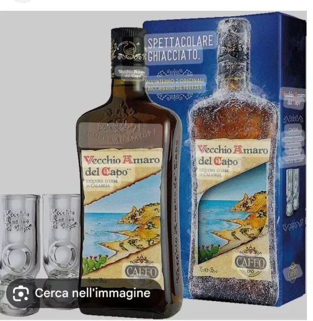 Amaro del Capo astuccio + 2 bicchieri Idea regalo 70 cl.