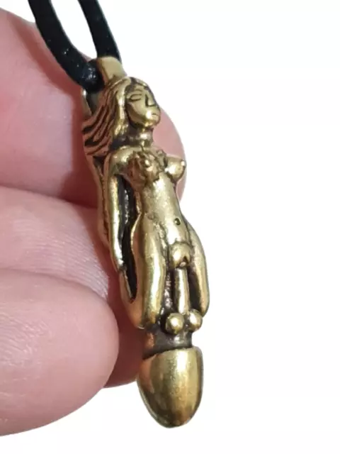 Paladkik Penis nackte Frau Amulett Anhänger erotische Messing phallische... 2