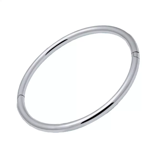 Plain Shiny Bangle Glassy Bracelet Men Women 925 Sterling Silver Steel Jewelry