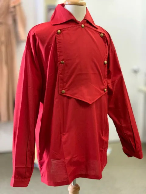 Man's Large RED Bib-Front Shirt - Civil War, SASS, 19th century, Reenacting NEW