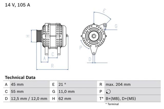 BOSCH Lichtmaschine Generator Lima 0 986 042 780 +71.40€ Pfand für FIAT MAREA 1