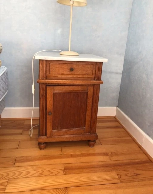 french art deco vintage 30s 2 nightstands bedside tables marble wood