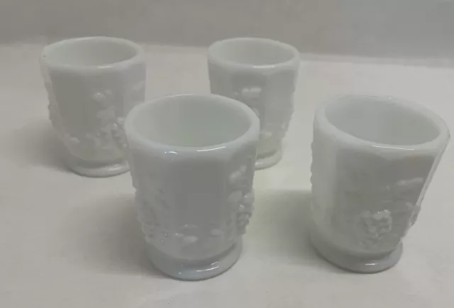 Vintage Westmoreland PANELED GRAPE Milk Glass 2oz Shot Glass Set Of 4